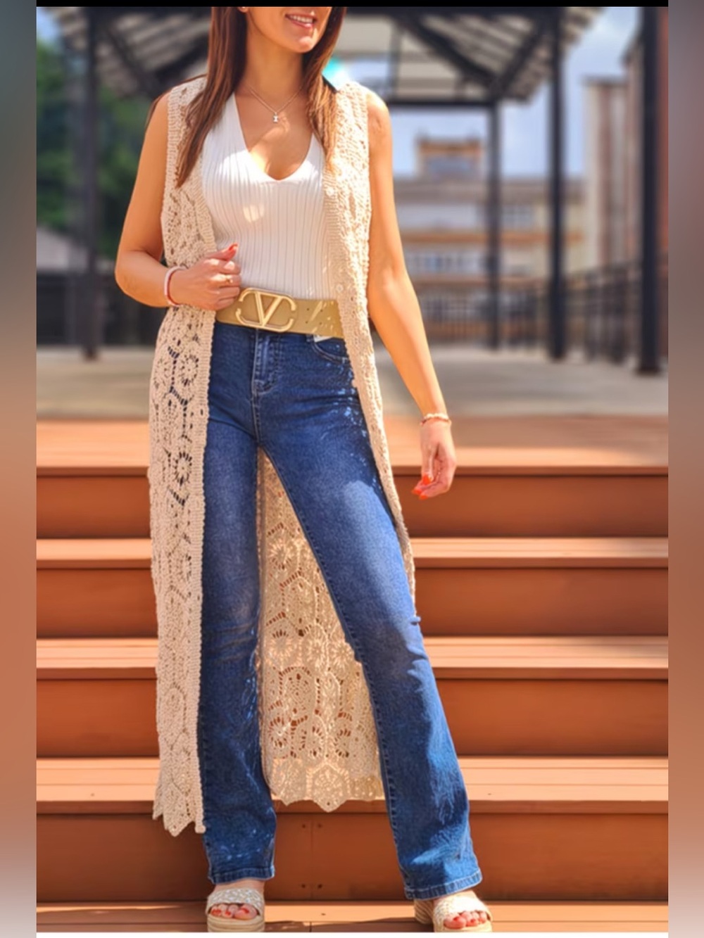 Bohemian Crochet Maxi Cardigan/Dress O/S (fits most) - Picture 2 of 2